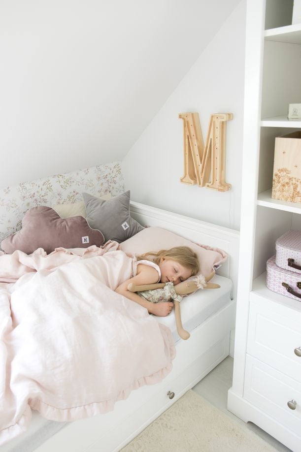 Dusty-Pink Leinen-Kinderbettwäsche-Set 2-teilig mit Füllung 140x200 cm von Bellamy, OEKO-TEX zertifiziert, atmungsaktiv und hautfreundlich
