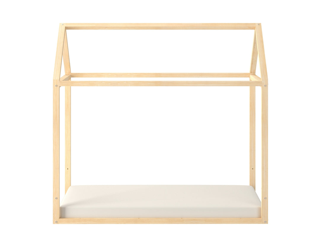 Bellamy Wood Nest Montessori Hausbett für Kinder in Weiß, 70 x 140 cm, mit niedriger Konstruktion und dekorativem Holzrahmen in Hausform